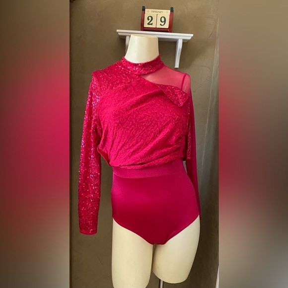 Weissman Dance dress red sequin costume Me Against The Music 12192 Child LC - Picture 9 of 16